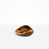 Dinosaur Designs Small Leaf Bowl in Dark Horn — handcrafted marbled brown, cream and gold resin bowl with curved organic form