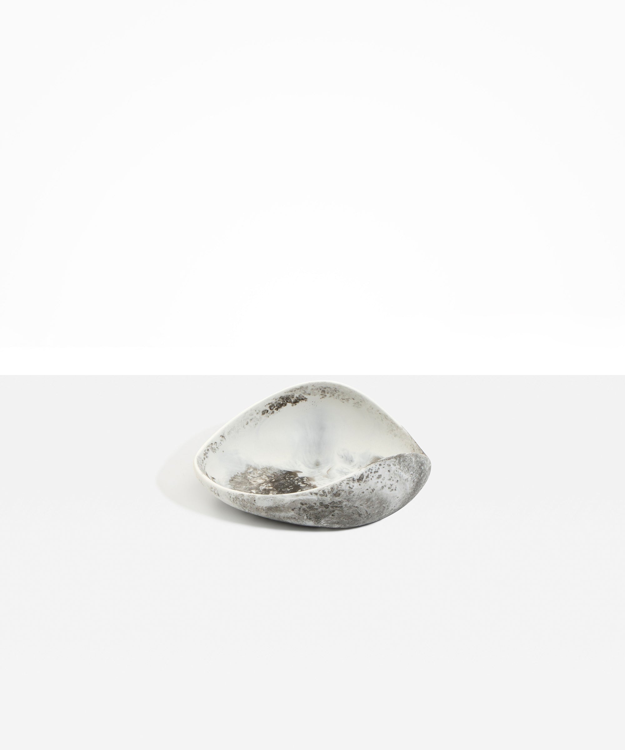 Dinosaur Designs Small Leaf Bowl in Granite — handcrafted marbled grey and cream resin bowl with curved organic form