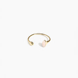 Dinosaur Designs Polished Lotus Cuff in Rose Swirl with Brass — open brass cuff bracelet with asymmetric marbled dusty pink resin and polished brass teardrop
