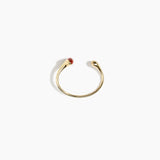 Dinosaur Designs Polished Lotus Cuff in Rust with Brass — open brass cuff bracelet with asymmetric marbled brown-red and cream resin and polished brass teardrop