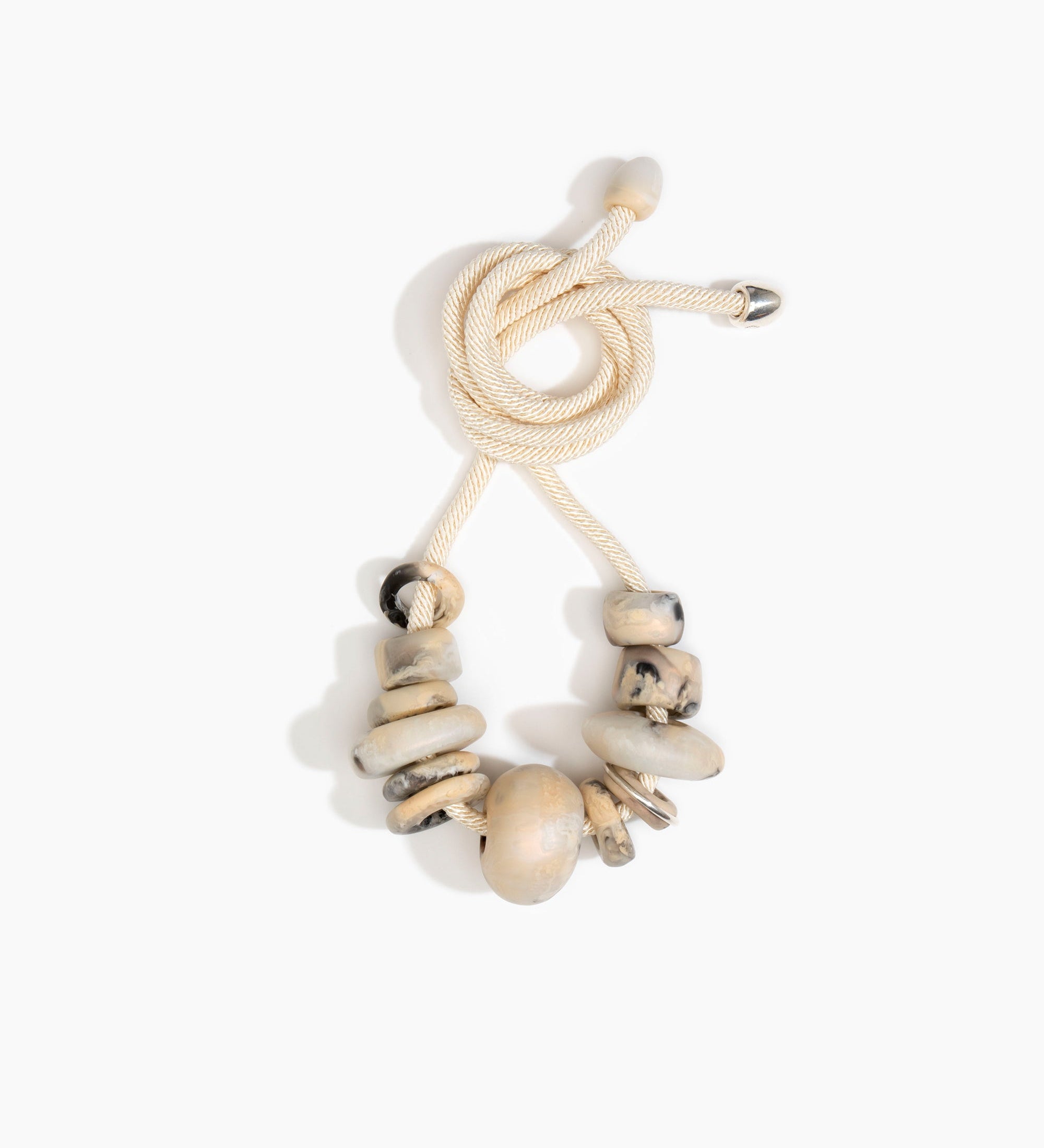 Dinosaur Designs Drift Choker Necklaces in Sandy Pearl color resin with Silver-Plated Brass Material
