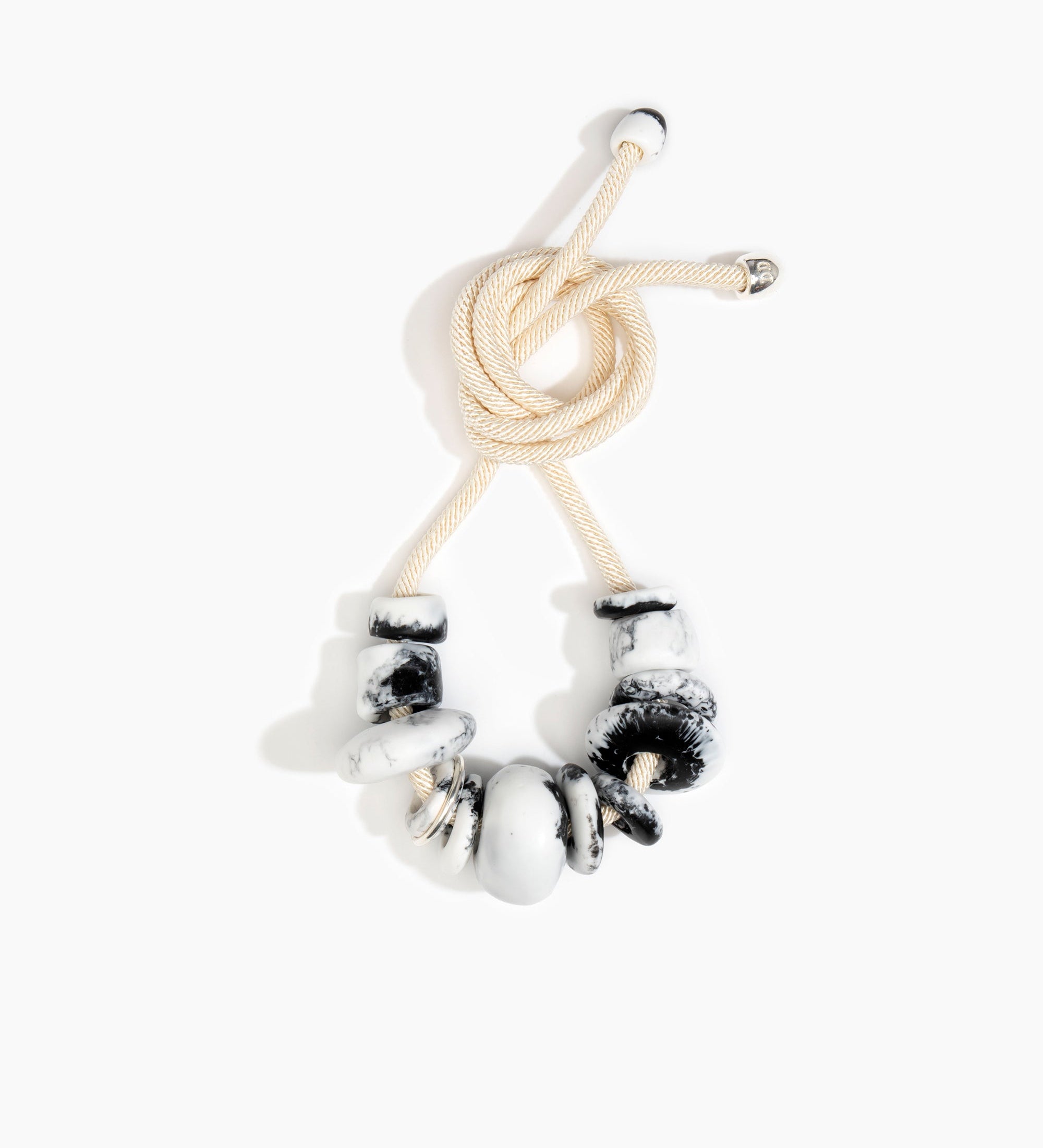 Dinosaur Designs Drift Choker Necklaces in White Marble color resin with Silver-Plated Brass Material