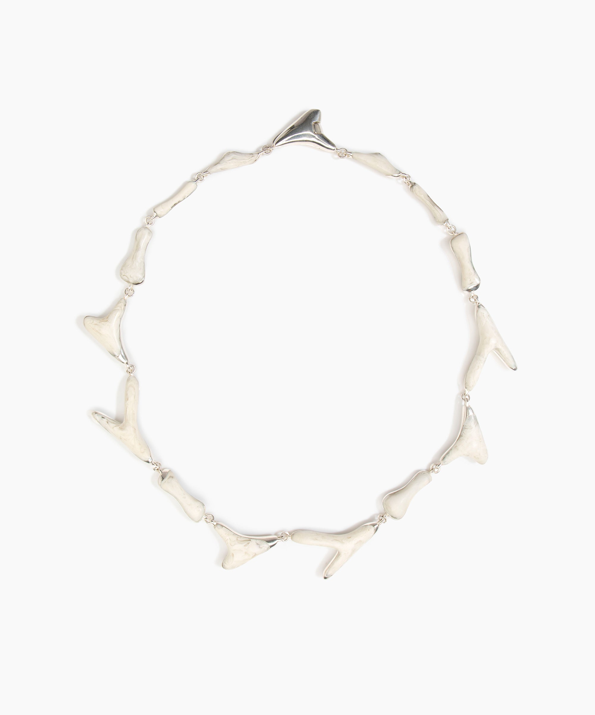 Dinosaur Designs Bones Choker in Chalk Swirl Colour resin with Silver-Plated Brass Material.