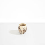 Dinosaur Designs Large Rock Cup in Cappuccino — handcrafted marbled brown and cream resin cup with rounded bulbous form and open organic rim