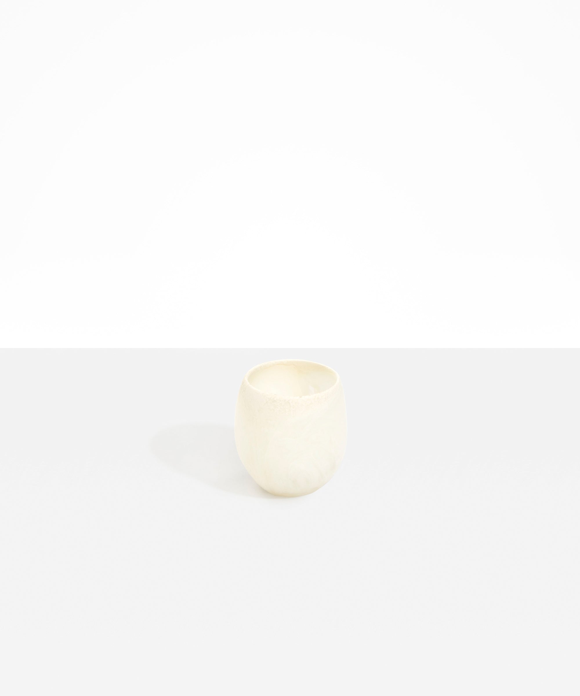 Dinosaur Designs Large Rock Cup in Chalk Swirl — handcrafted marbled off-white resin cup with rounded bulbous form and open organic rim