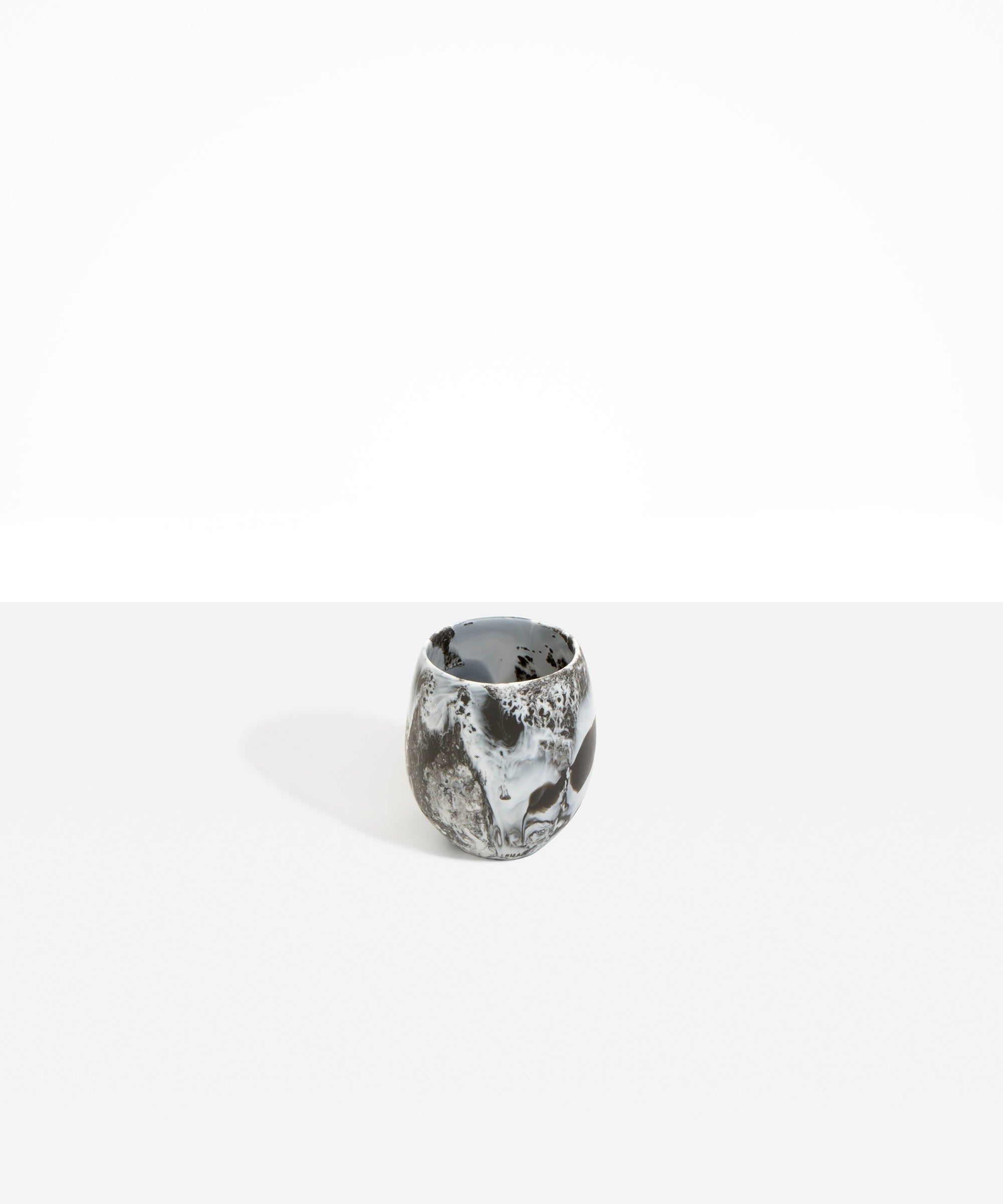 Dinosaur Designs Large Rock Cup in Granite — handcrafted marbled grey and cream resin cup with rounded bulbous form and open organic rim