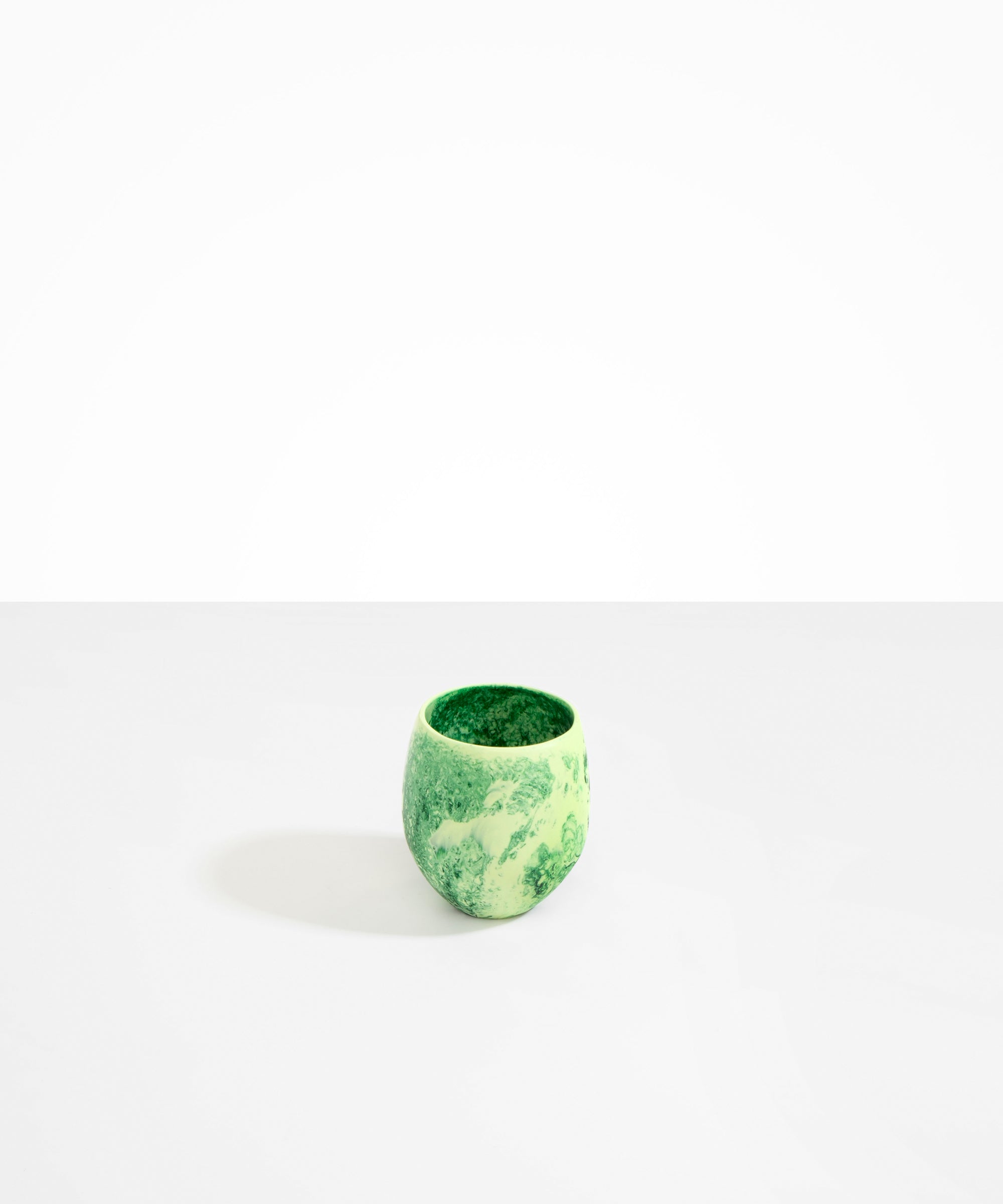 Dinosaur Designs Large Rock Cup in Grass — handcrafted marbled green resin cup with rounded bulbous form and open organic rim