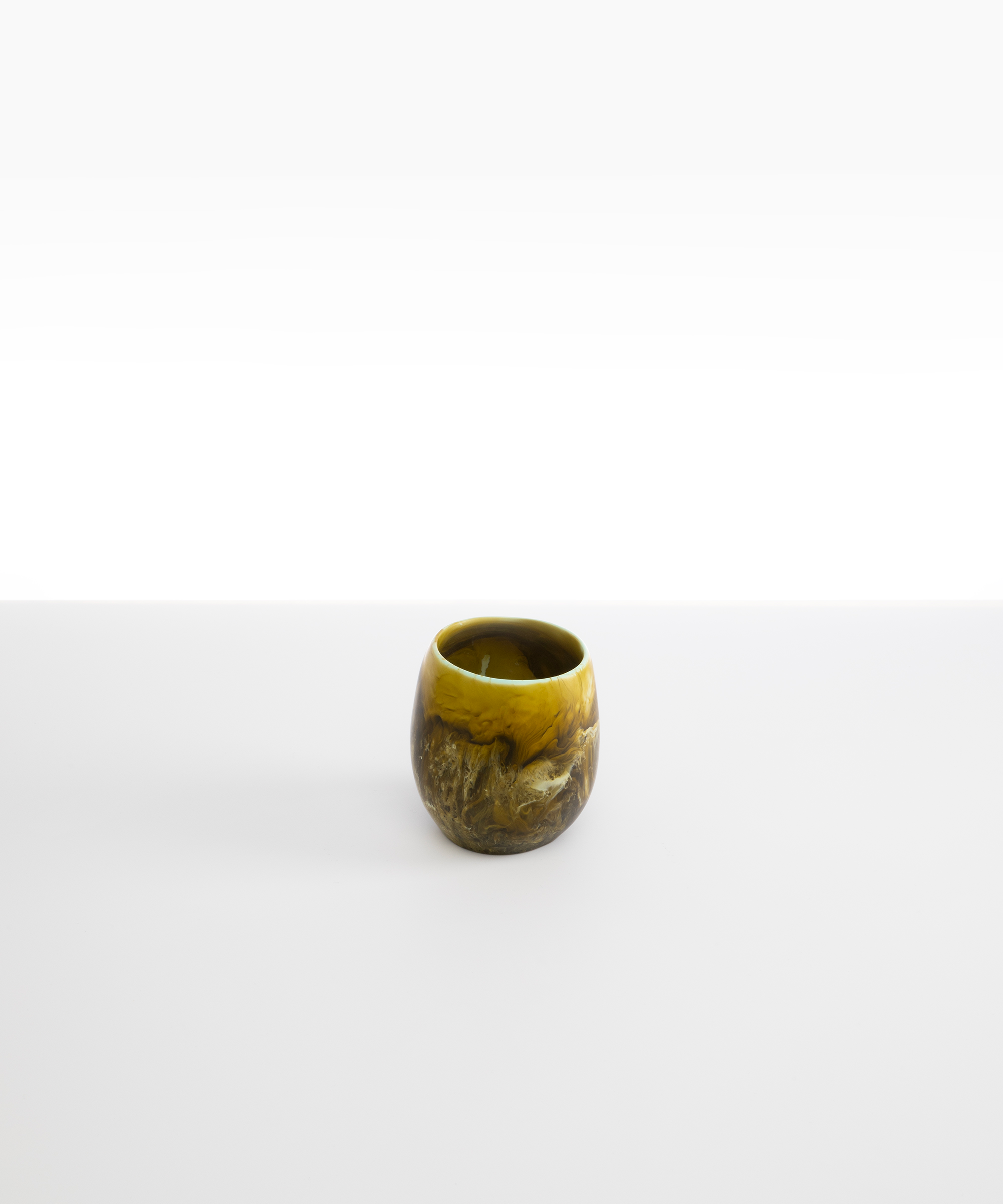 Dinosaur Designs Large Rock Cup in Malachite — handcrafted marbled green and blue resin cup with rounded bulbous form and open organic rim