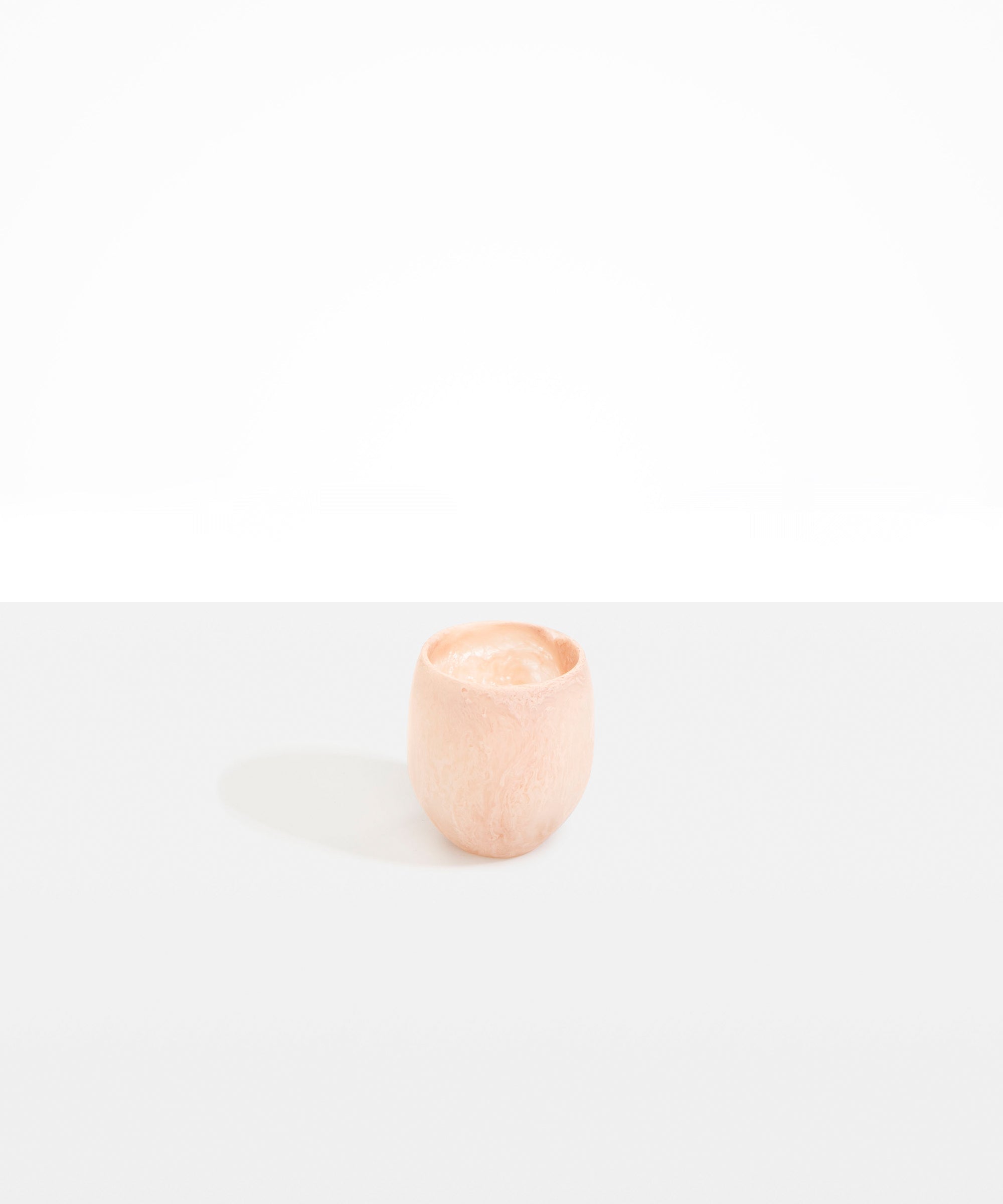 Dinosaur Designs Large Rock Cup in Rose Swirl — handcrafted marbled pink and transparent resin cup with rounded bulbous form and open organic rim