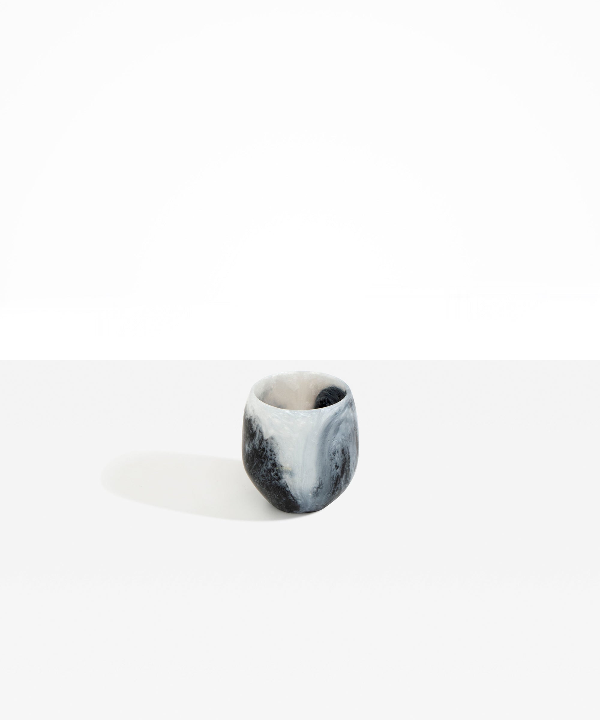 Dinosaur Designs Large Rock Cup in Slate — handcrafted marbled black and silver resin cup with rounded bulbous form and open organic rim