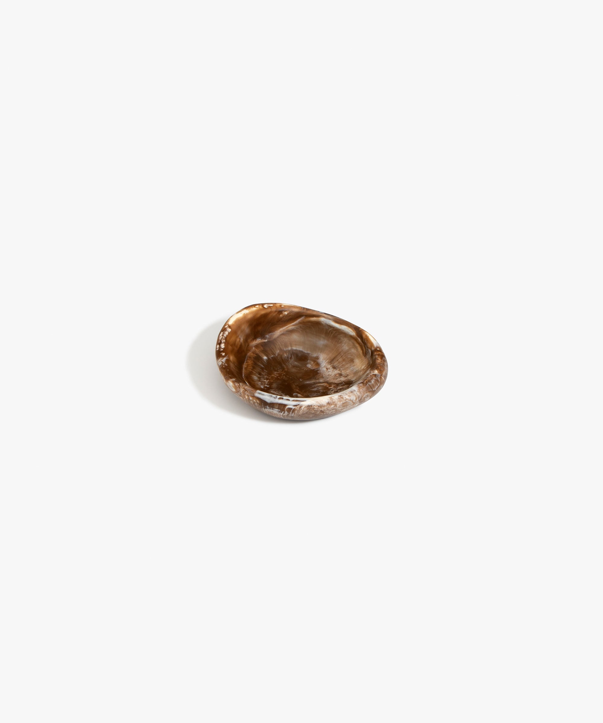 Dinosaur Designs Bones Dish in Cappuccino — small handcrafted brown and cream marbled resin trinket dish with organic form