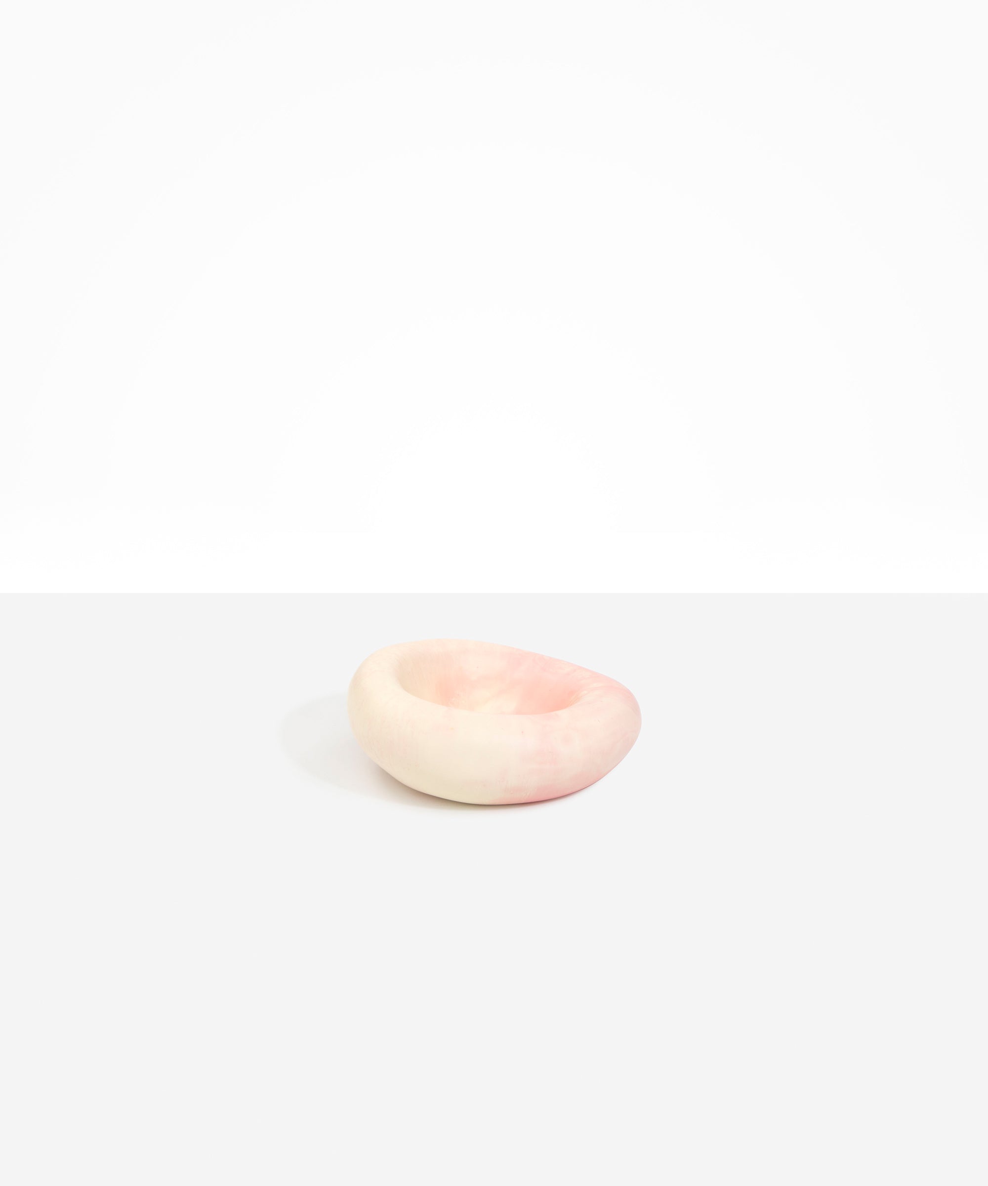 Dinosaur Designs Drift Dish in Blossom— handcrafted marbled pink and cream resin chunky trinket dish with organic form