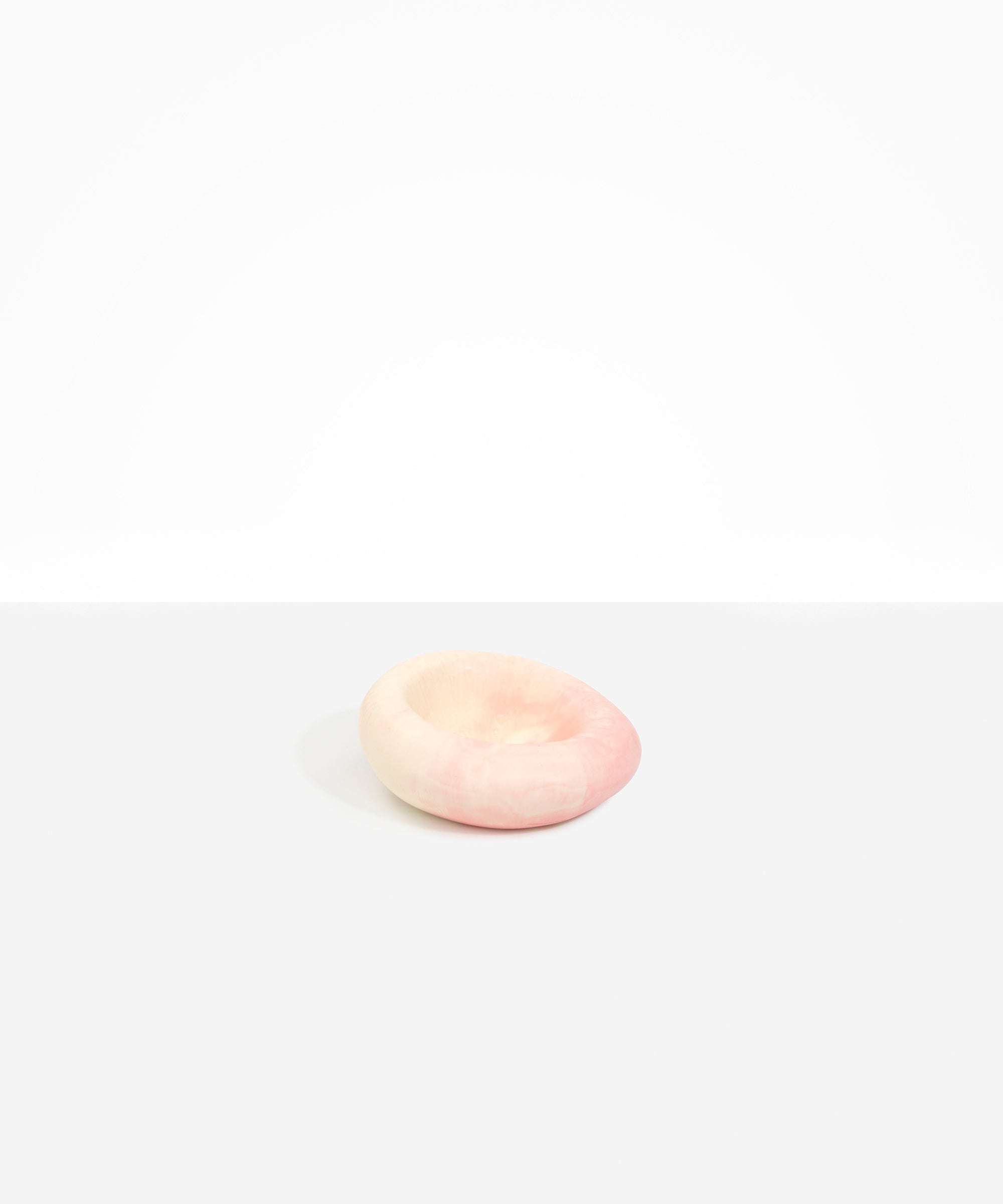 Dinosaur Designs Drift Dish in Blossom— handcrafted marbled pink and cream resin chunky trinket dish with organic form