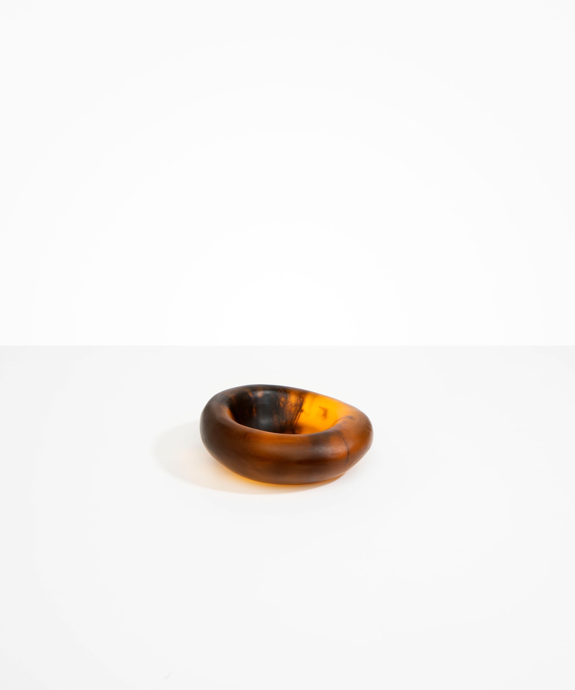 Dinosaur Designs Drift Dish in Tortoise— handcrafted marbled amber and black resin chunky trinket dish with organic form
