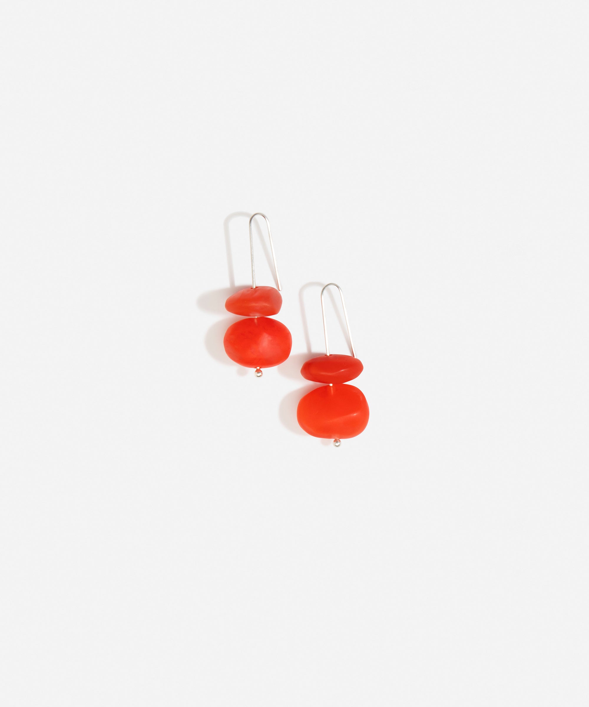 Dinosaur Designs Temple Earth Wire Earrings with Poppy red resin bead and 925 sterling silver wire.
