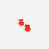 Dinosaur Designs Temple Earth Wire Earrings with Poppy red resin bead and 925 sterling silver wire..