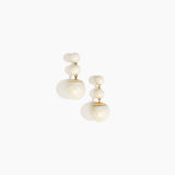 Dinosaur Designs Full Moon Drop Earrings in Chalk Swirl with Brass — marbled off-white resin graduating bead drop earrings with brass fittings...