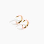 Dinosaur Designs Large Pebble Duo Hoop Earrings in Blossom — marbled pink and cream resin hoop earrings with polished brass inner face and stud fastening