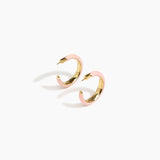 Dinosaur Designs Large Pebble Duo Hoop Earrings in Blossom — marbled pink and cream resin hoop earrings with polished brass inner face and stud fastening