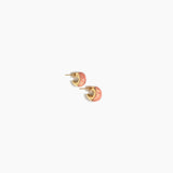 Dinosaur Designs Crescent Stud Earrings in Rust colour with Brass hardware — marbled red-brown and cream resin dome stud earrings with brass crescent setting.