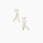 Dinosaur Designs Large Wishbone Earrings in Chalk Swirl Colour resin with Silver-Plated Brass Material.