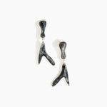 Dinosaur Designs Long Wishbone Earrings in Slate Colour resin with Silver-Plated Brass Material.