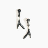 Dinosaur Designs Long Wishbone Earrings in Slate Colour resin with Silver-Plated Brass Material..