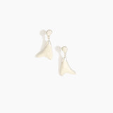 Dinosaur Designs Medium Wishbone Earrings in Chalk Swirl Colour resin with Silver-Plated Brass Material..