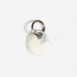 Dinosaur Designs Earth Keyring in Cloud — handcrafted marbled grey and Cream resin pebble bead on a polished gunmetal jump ring..