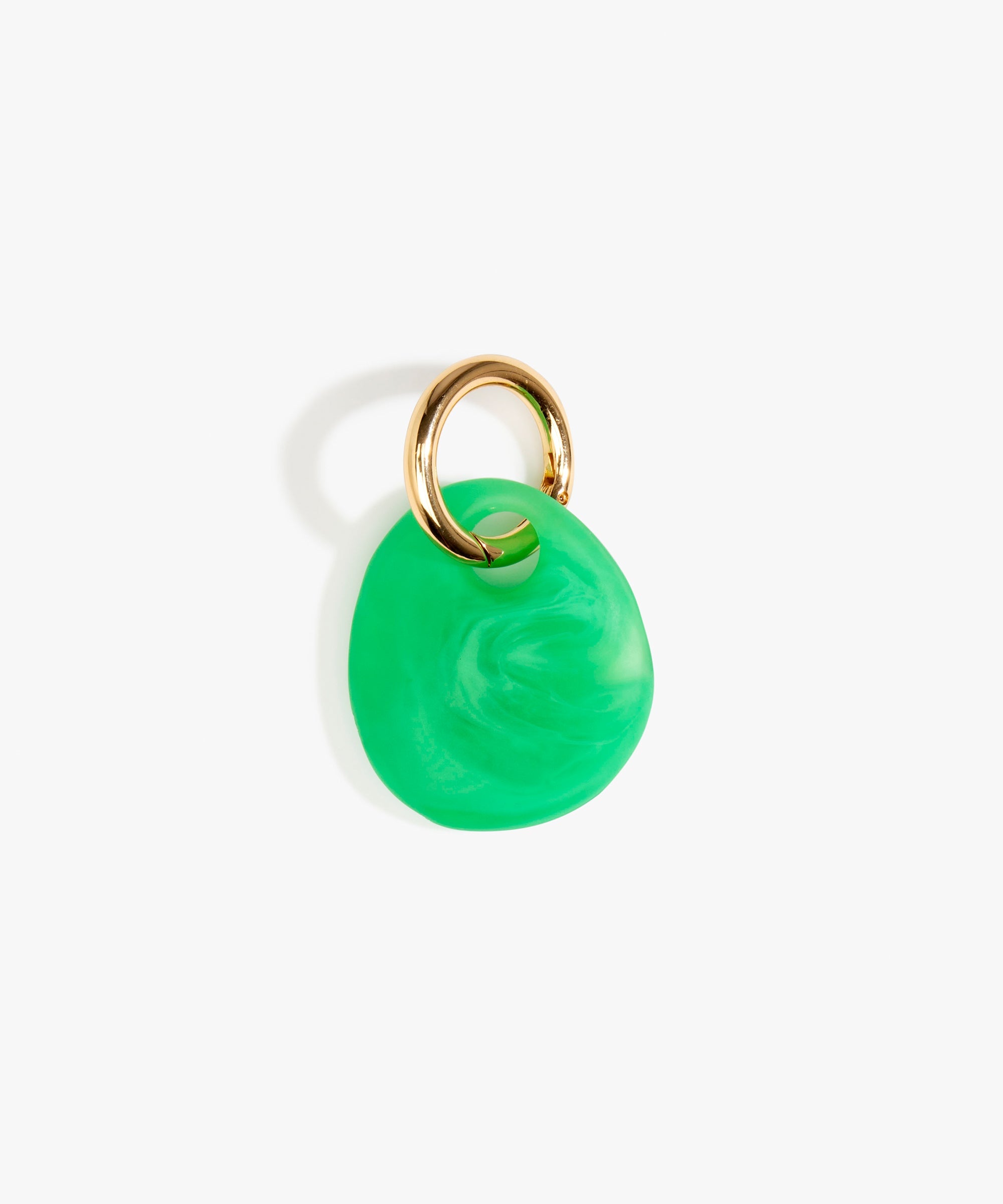 Dinosaur Designs Earth Keyring in Leaf — handcrafted marbled green and clear resin pebble bead on a polished jump ring..