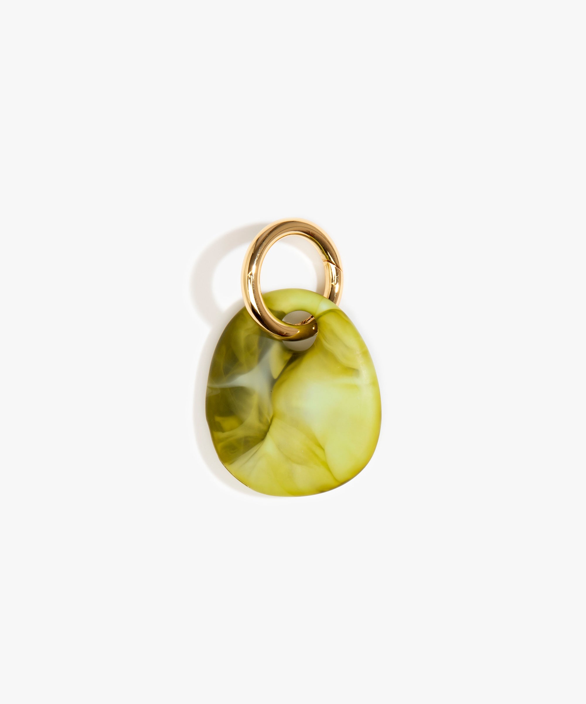 Dinosaur Designs Earth Keyring in Malachite — handcrafted marbled green and blue resin pebble bead on a polished brass jump ring..