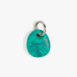 Dinosaur Designs Earth Keyring in Mineral Swirl — handcrafted marbled teal green resin pebble bead on a polished gunmetal jump ring..