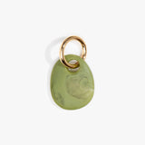 Dinosaur Designs Earth Keyring in Olive — handcrafted marbled green and clear resin pebble bead on a polished brass jump ring..