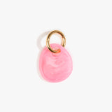Dinosaur Designs Earth Keyring in Parakeet — handcrafted marbled pink resin pebble bead on a polished brass jump ring..