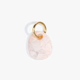 Dinosaur Designs Earth Keyring in Rose Swirl — handcrafted marbled dusty pink resin pebble bead on a polished brass jump ring..