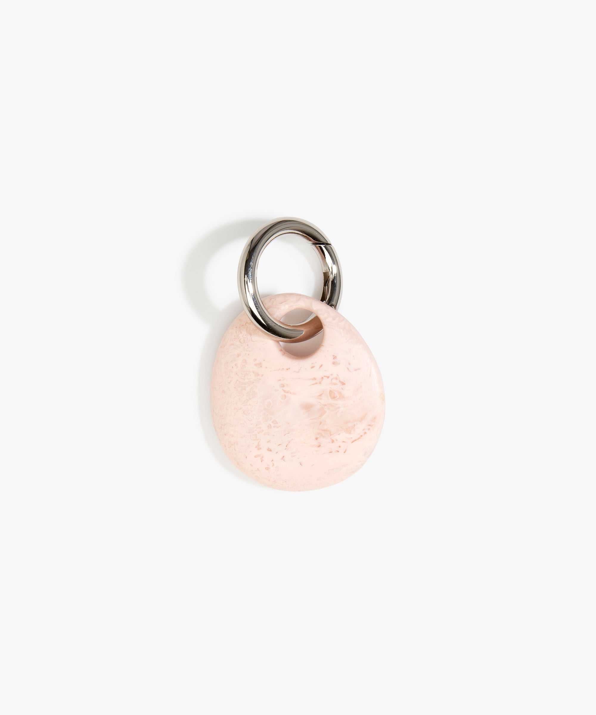 Dinosaur Designs Earth Keyring in Rose Swirl — handcrafted marbled dusty pink resin pebble bead on a polished gunmetal jump ring..