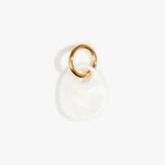 Dinosaur Designs Earth Keyring in Snow Swirl — handcrafted marbled white and clear resin pebble bead on a polished brass jump ring