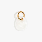 Dinosaur Designs Earth Keyring in Snow Swirl — handcrafted marbled white and clear resin pebble bead on a polished brass jump ring