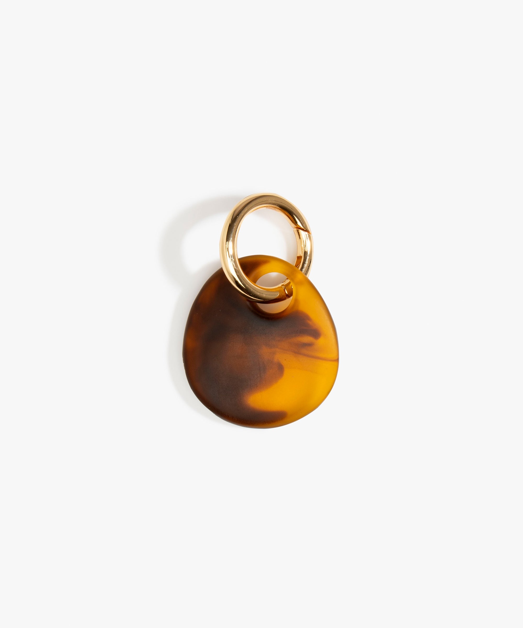 Dinosaur Designs Earth Keyring in Tortoise — handcrafted marbled amber and Black resin pebble bead on a polished jump ring..