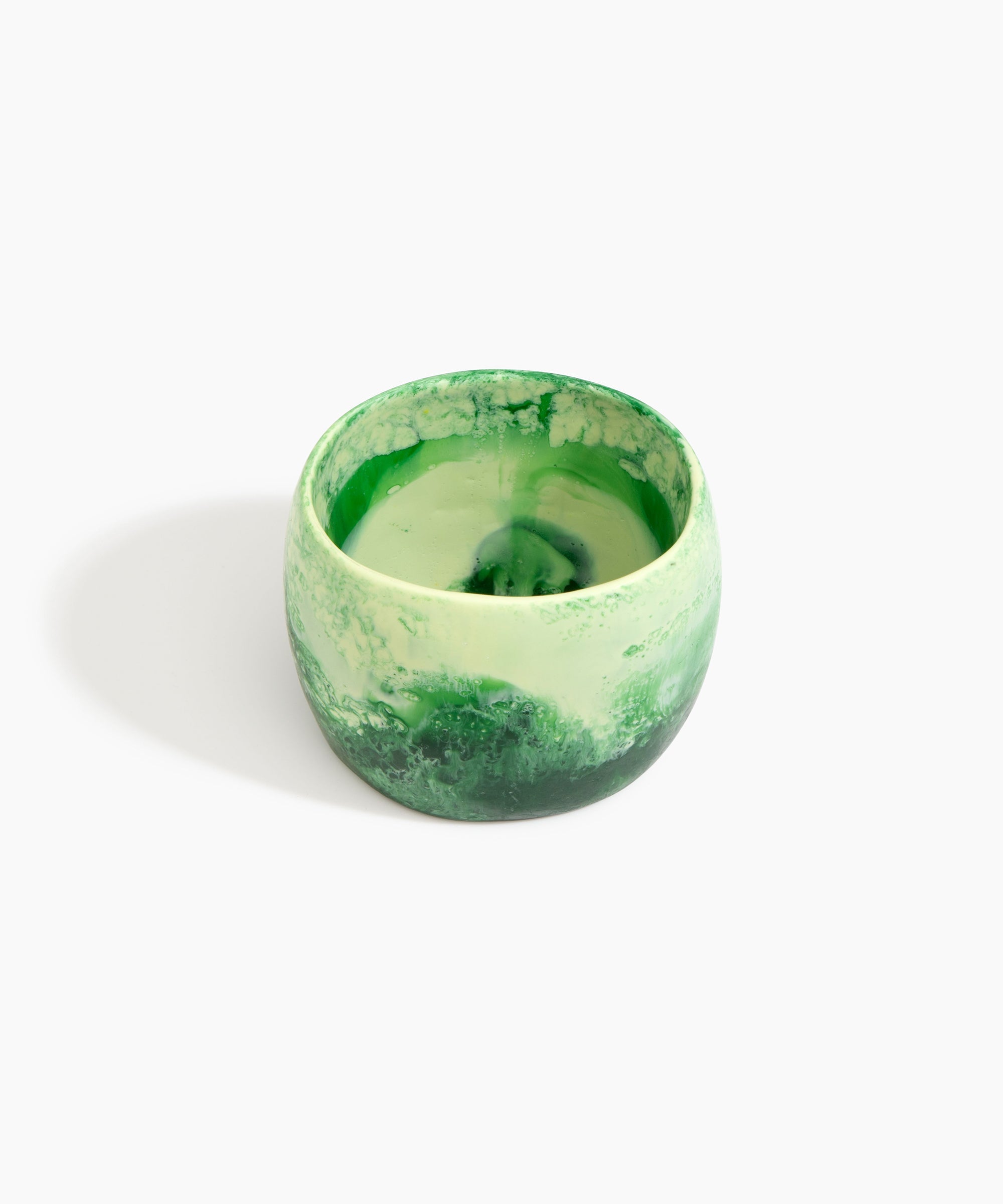Dinosaur Designs Rock Totem Vase in Cappuccino — handcrafted pollen yellow marbled resin vase with organic silhouette..