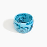 Dinosaur Designs Rock Totem Vase in Cappuccino — handcrafted pool blue marbled resin vase with organic silhouette..