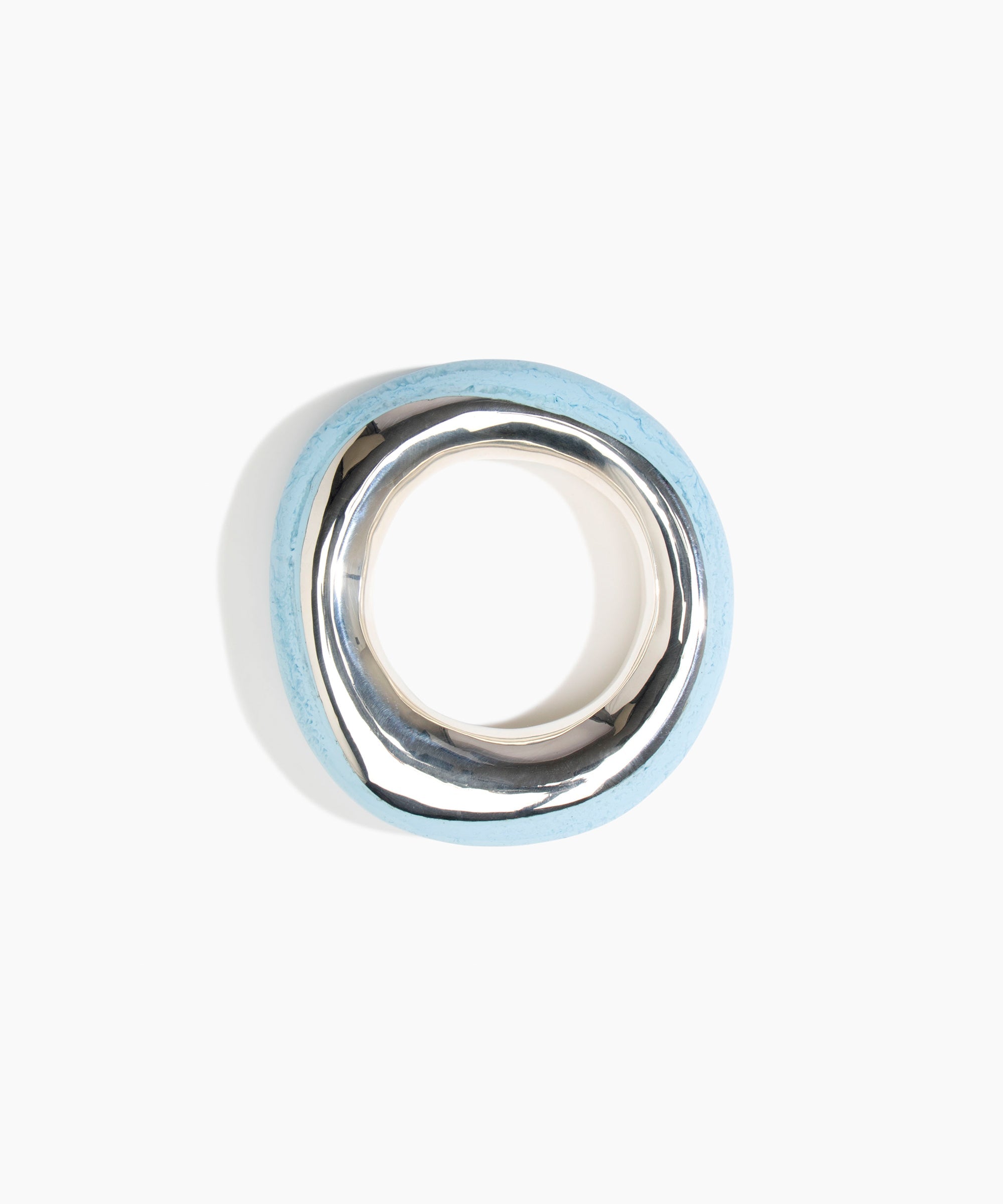 Dinosaur Designs LBRCKDUOMED Medium Rock Duo Bangle SILVER POOL.