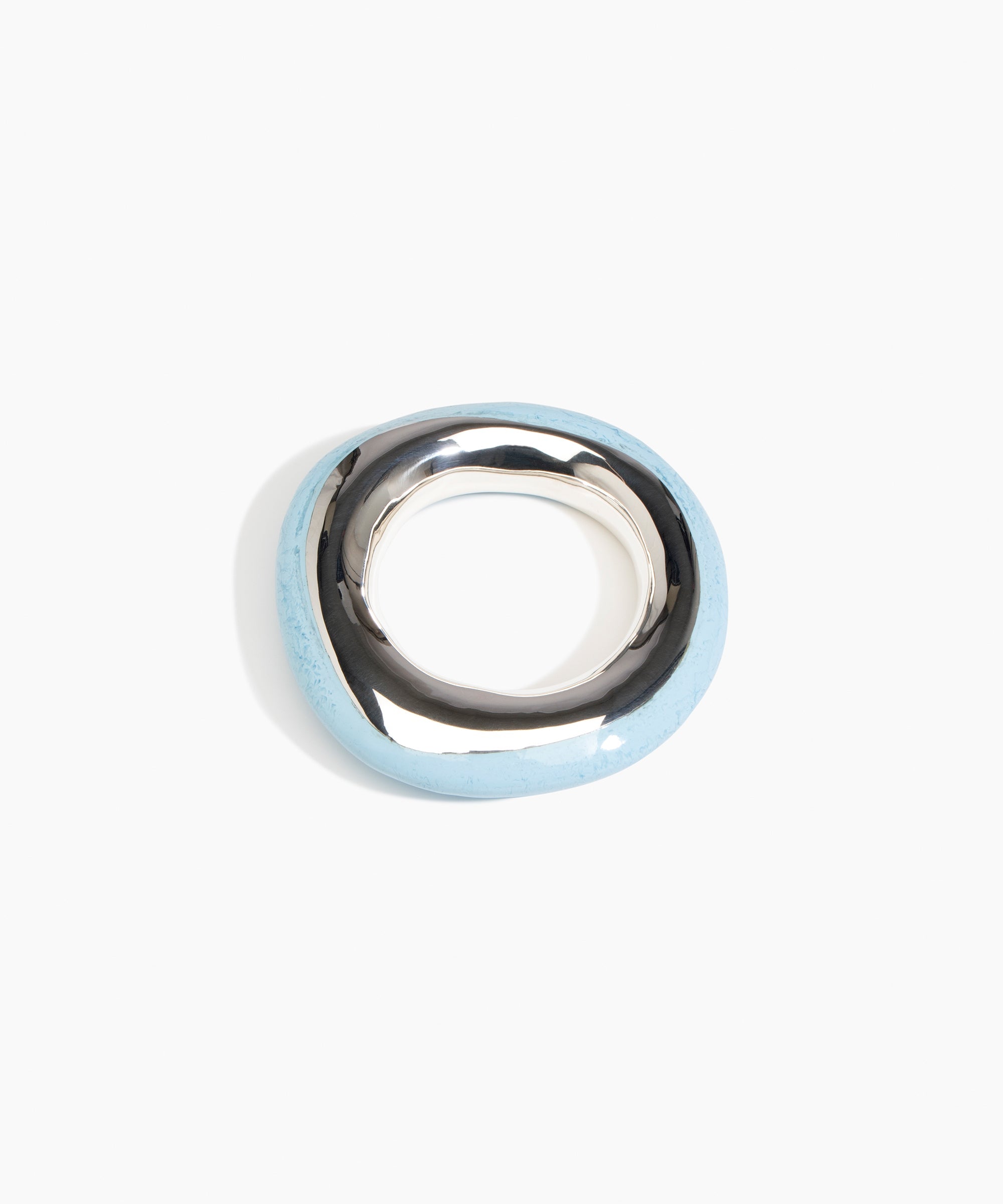 Dinosaur Designs LBRCKDUOMED Medium Rock Duo Bangle SILVER POOL.
