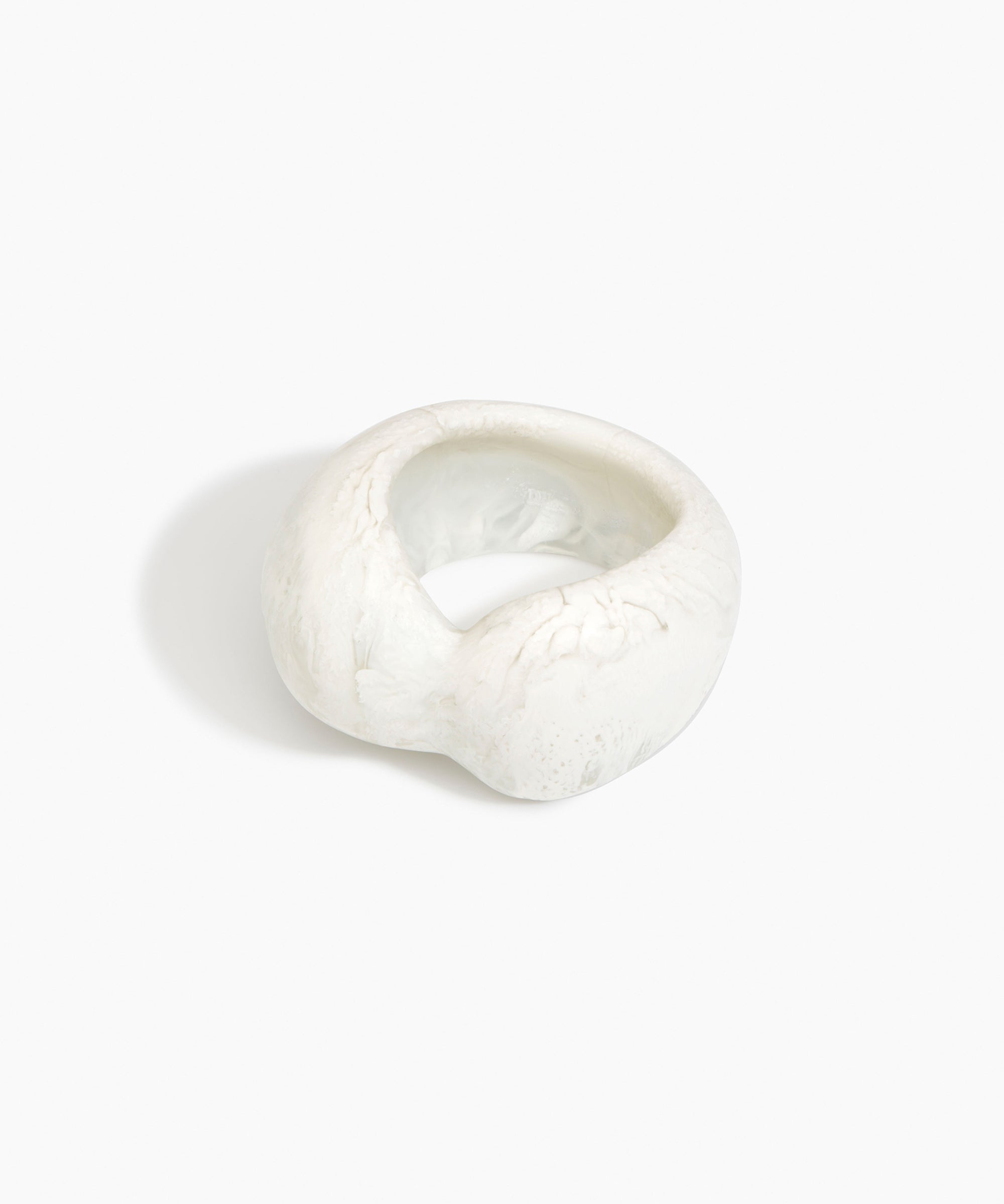 Dinosaur Designs Bold Sprout Bangle in Chalk Swirl — handcrafted marbled off-white resin bangle with oversized chunky form