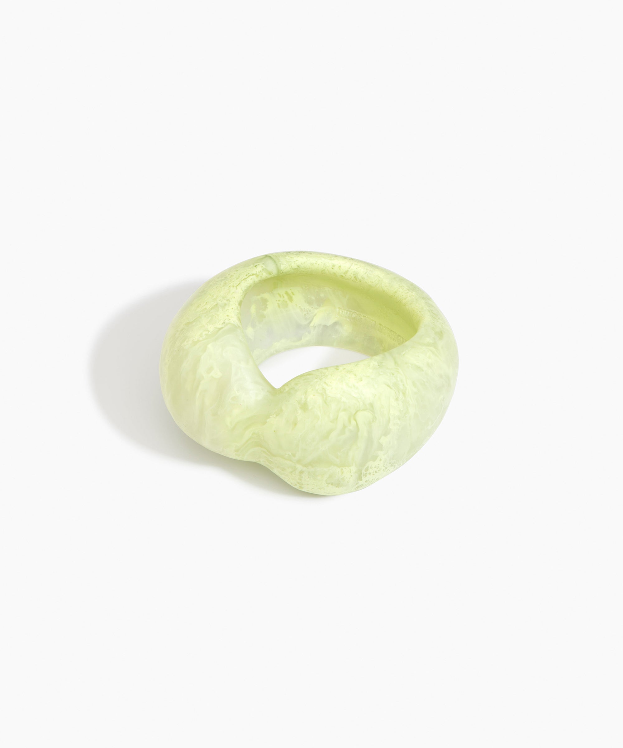 Dinosaur Designs Bold Sprout Bangle in Pistachio — handcrafted marbled pastel green resin bangle with oversized chunky form