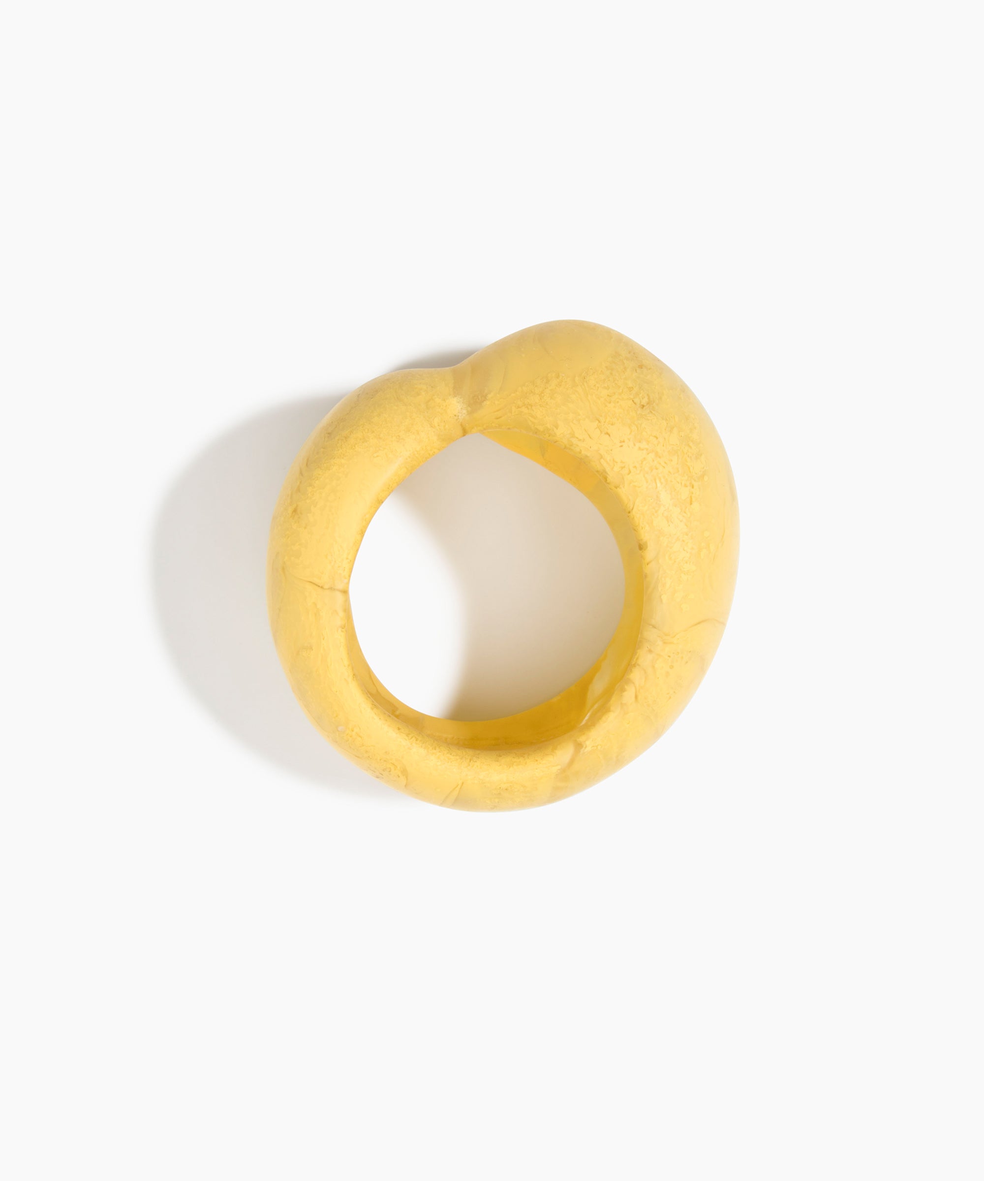 Dinosaur Designs Bold Sprout Bangle in Pollen — handcrafted marbled yellow resin bangle with oversized chunky form