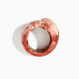 Dinosaur Designs Bold Sprout Bangle in Rust — handcrafted marbled brown-red and cream resin bangle with oversized chunky form