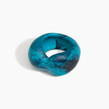 Dinosaur Designs Bold Sprout Bangle in Turquoise — handcrafted marbled teal blue resin bangle with oversized chunky form