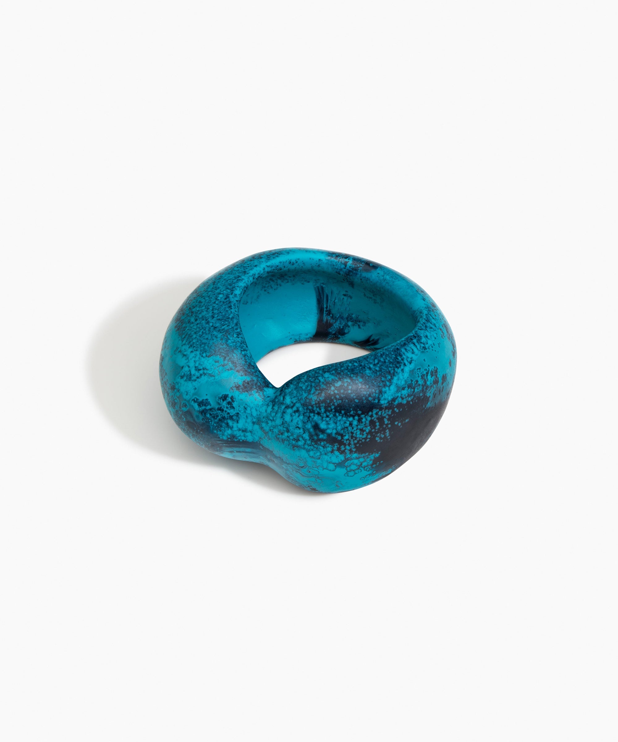 Dinosaur Designs Bold Sprout Bangle in Turquoise — handcrafted marbled teal blue resin bangle with oversized chunky form