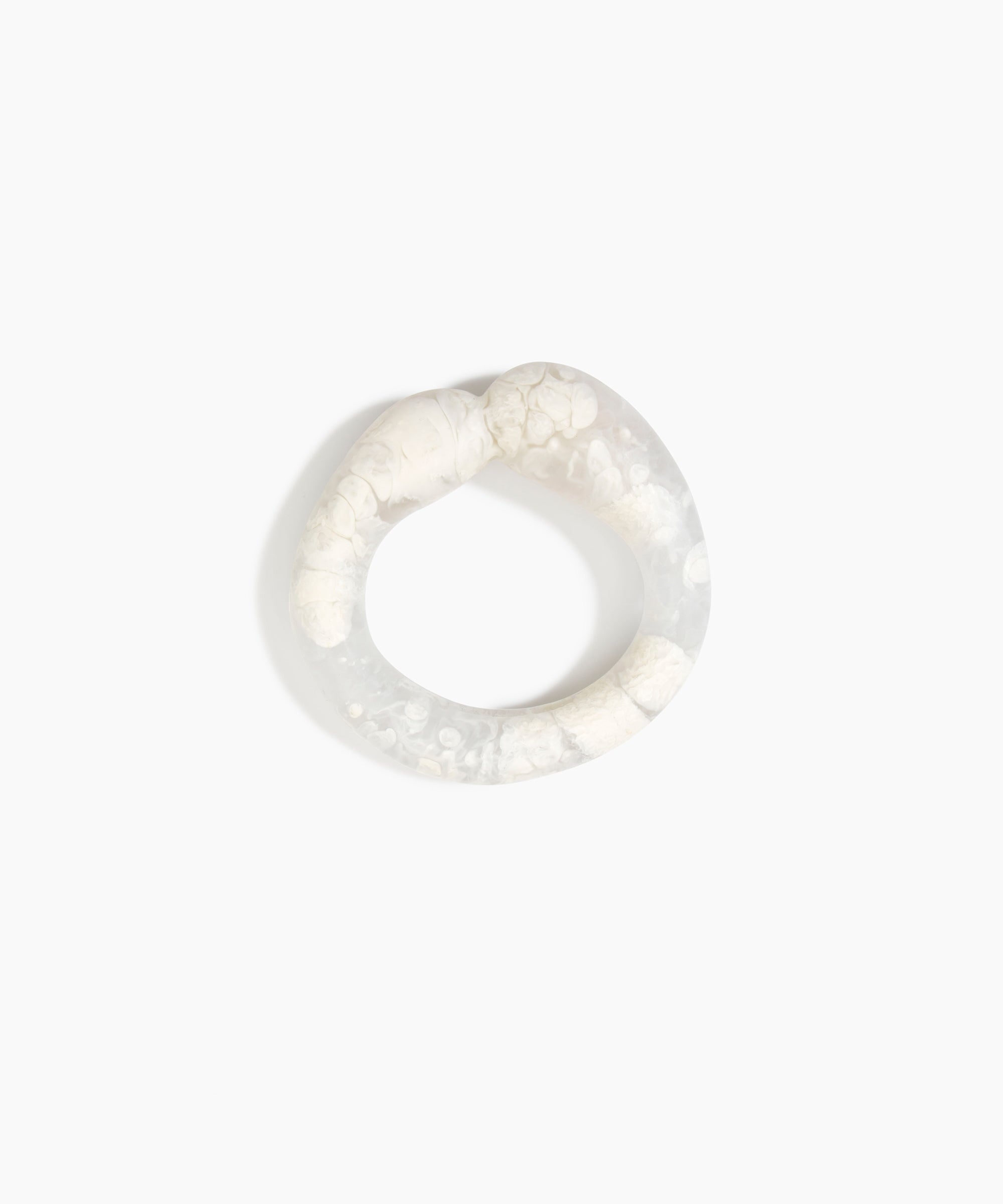 Dinosaur Designs Large Sprout Bangle in Chalk Swirl — handcrafted marbled off-white resin bangle with chunky rounded form